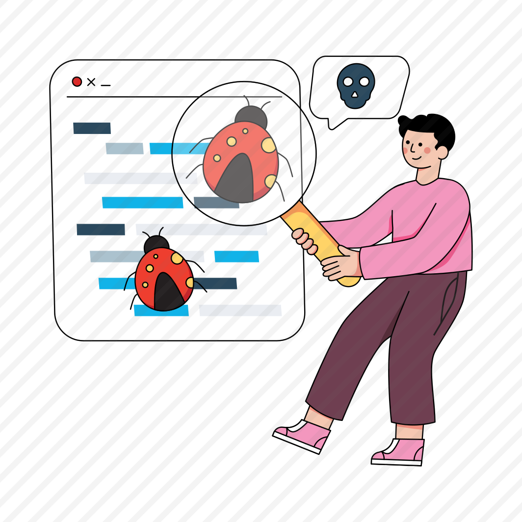 Bug Testing, Bug Analysis, Debugging, Search Bug, Search Virus, preview
