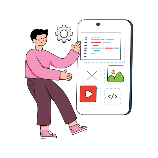 Mobile Programming, Software Development, Html Coding, Mobile App Design, Mobile Software Management , illustration