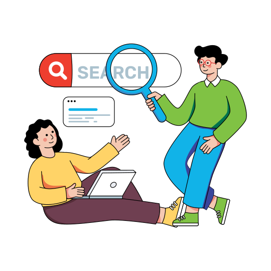 Research Team, Doing Research, Exploration, Analysis, Search Engine , illustration