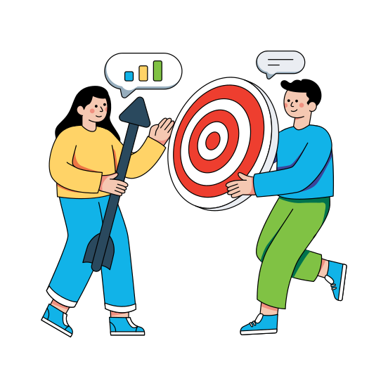 Team Goal Discussion, Target Discussion, Target Communication, Target Conversation, Team Objective, illustration