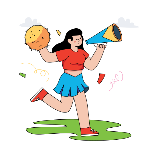 Cheerleader, Interpreter, Applauder, Encourager, Pom Pom , illustration
