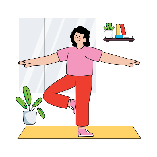 Doing Yoga, Meditation, Mental Relaxation, Fitness, Workout, illustration