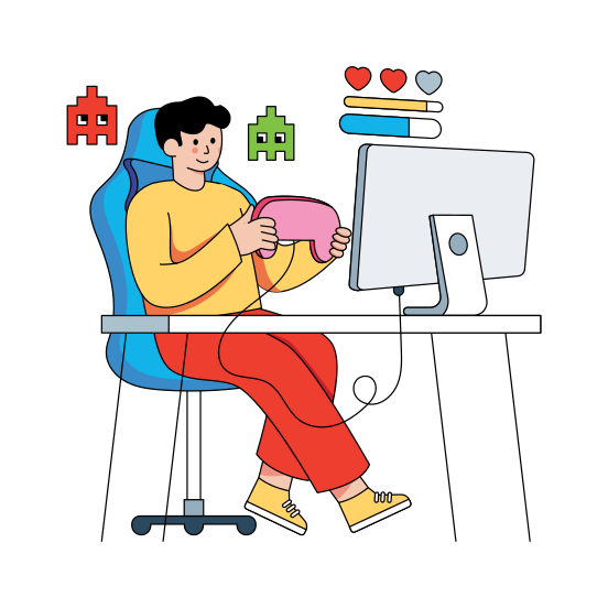 Internet Game, Video Game, Game App, Playing Online Game, Video Game Player , illustration