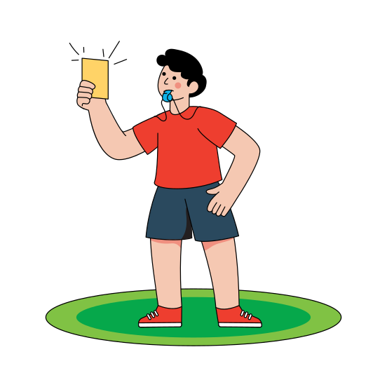 Penalty Card, Red Card, Referee Card, Punishment Card, Giving Card, illustration