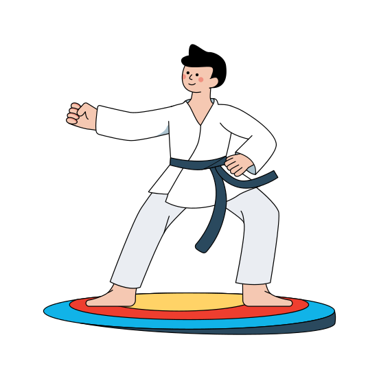Professional Person, Martial Art, Karate Champion, Karate Coach, Karate Trainer, illustration