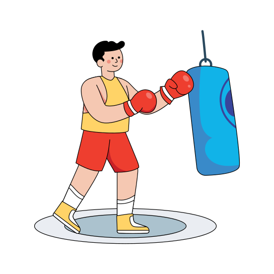 Punching, Gymnast, Boxing Bag, Punchball, Speed Bag, illustration