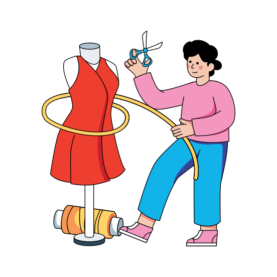 Fashion Dressmaker, Tailor, Garment Maker, Costumier, Seamstress , illustration