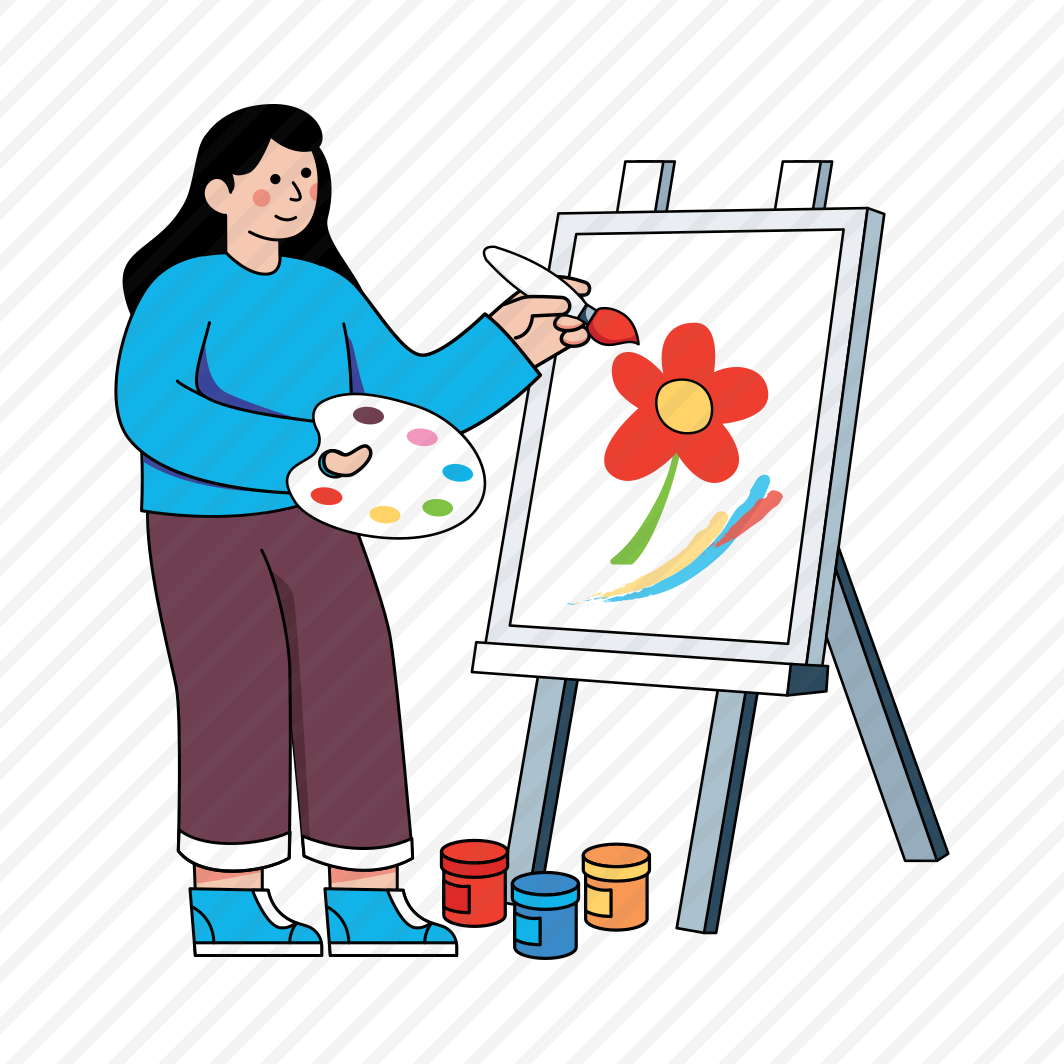 Painter Drawing Picture, Canvas, Artboard, Easel Board, Artwork , preview