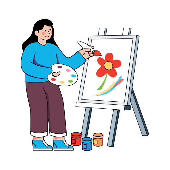 Painter Drawing Picture, Canvas, Artboard, Easel Board, Artwork , illustration