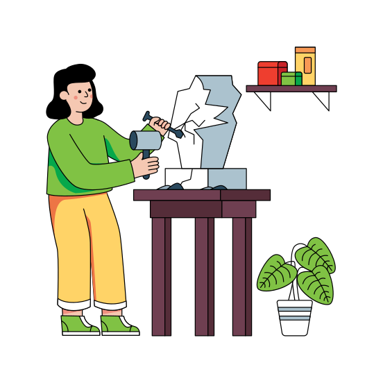 Sculptor Making Statue, Modeller, Carver, Artist, Sculpturist, illustration