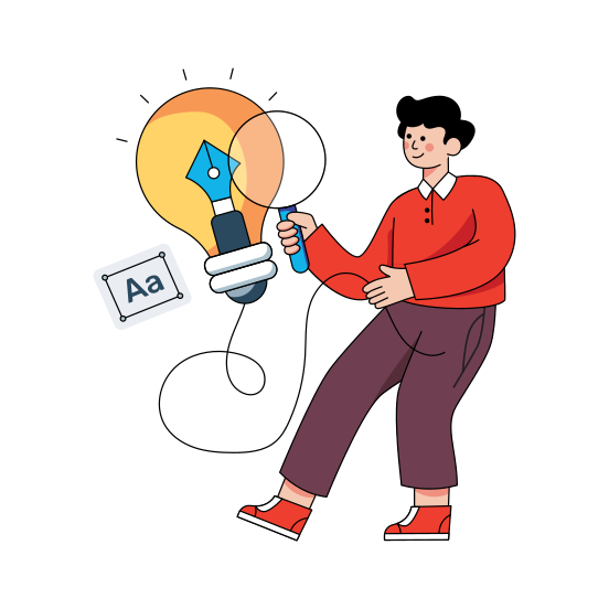 Searching Design Idea, Design Innovation, Bright Idea, Creative Idea, Creativity , illustration