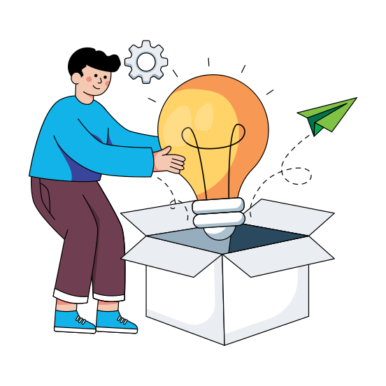 Think Out Of The Box, Creative Package, Creative Box, Creative Parcel, Innovative Box, Innovative Package , illustration