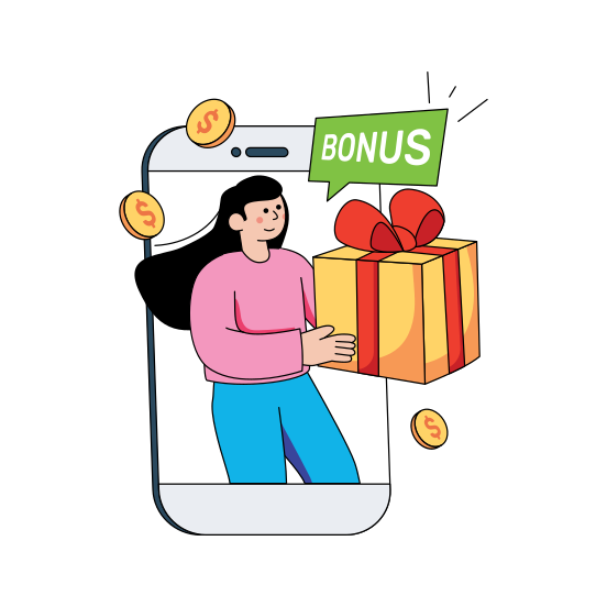 Customer Reward, Customer Bonus, Loyalty Program, Receiving Gift, Receiving Present, illustration