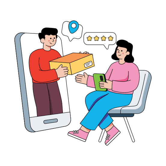 Deliver Online Order, Order Receiving, Delivery Man, Delivery Boy, Parcel Delivery , illustration