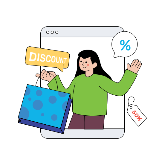 Discount Offer, Online Discount, Shopping Discount, Eshopping, Ecommerce , illustration