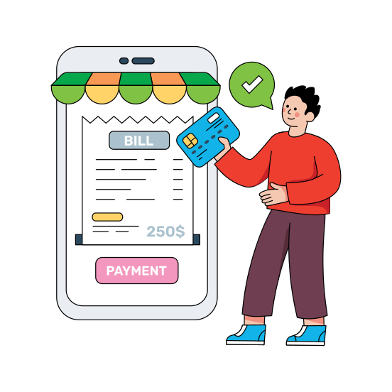 Mobile Bill Payment, Mobile Invoice, Card Payment, Payment Slip, Mcommerce, illustration