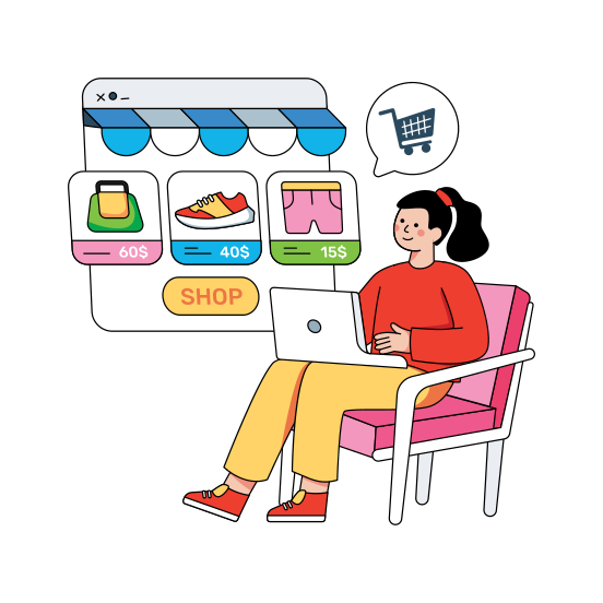 Online Shop, Online Store, Eshop, Estore, Ecommerce, illustration
