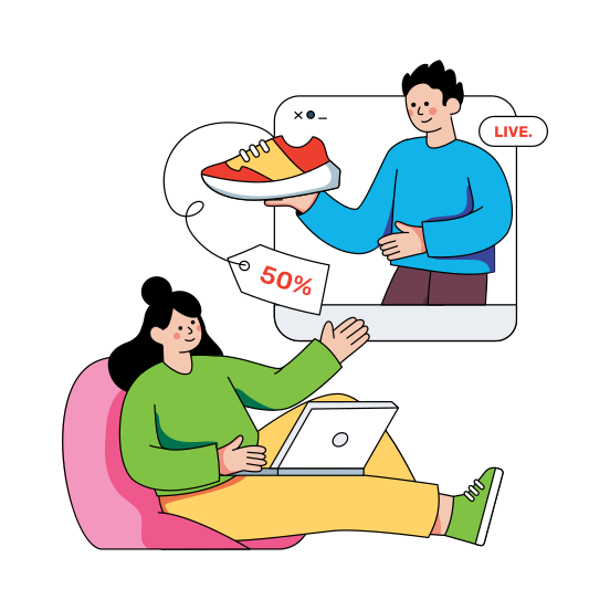 Online Shopping, Shopping Sale, % Off, Ecommerce, Love Sale, illustration