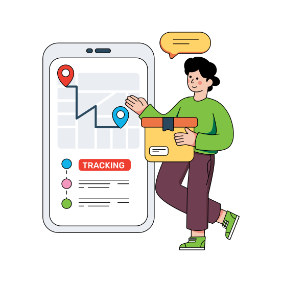 Parcel Location, Parcel Tracking, Package Location, Package Direction, Geolocation, illustration