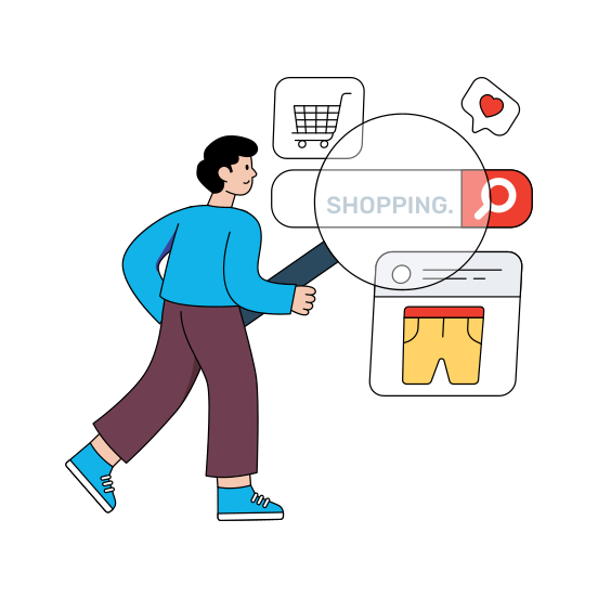 Search Shopping, Search Products, Website Search, Shopping Analysis, Shopping Exploration , illustration