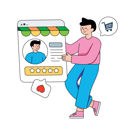 Seller Profile Review, Profile Ratings, Feedback, Customer Response, Giving Ratings , illustration