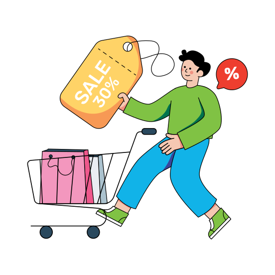 Shopping Discount, Shopping Sale, % Off, Commerce, Discount Sale, illustration