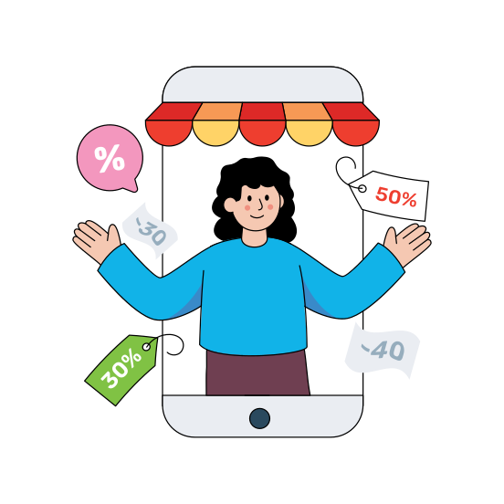 Shopping Discount, Shopping Sale, Online Shopping Voucher, Commerce, Discount Sale, illustration