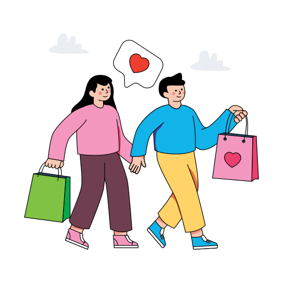Shopping Love, Shopping Couple, Shopping Guy, Favorite Shopping, Spending , illustration