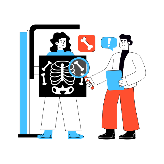 Bone X Ray, Radiography, Radiogram, Osteoporosis, Mobile Medical App illustration