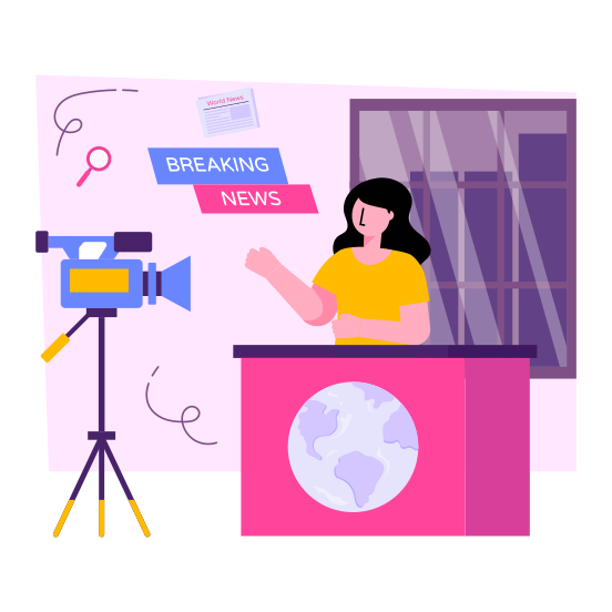 Breaking News, News Studio, News Anchor, Journalist, Updated News , illustration