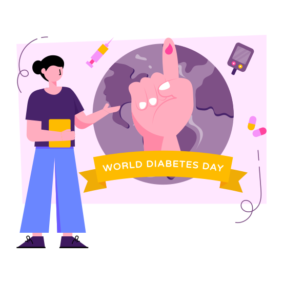 World Diabetes Day, Event Celebration, Global Event Day, Diabetes Awareness, Diabetes Day Ribbon , illustration