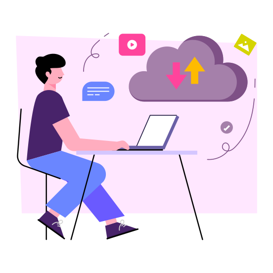 Cloud Data Transfer, Cloud Data Transmission, Data Sync, Data Synchronization, Cloud Technology , illustration