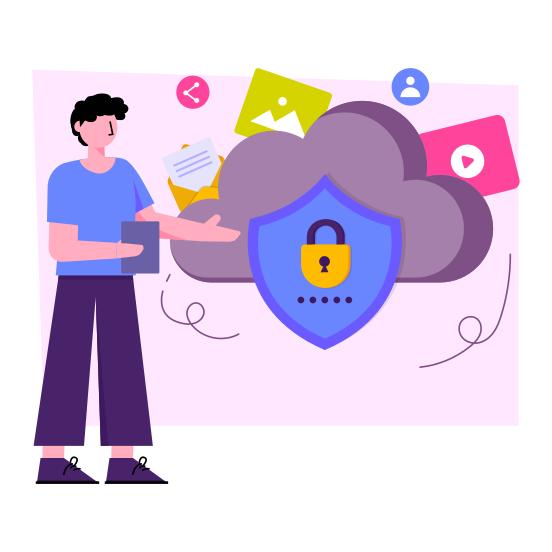 Cloud Media Security, Cloud Protection, Secure Cloud, Cloud Safety, Cloud Encryption , illustration