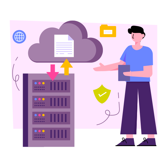 Cloud Server Transfer, Server Transmission, Server Sync, Server Synchronization, Cloud Data Server , illustration