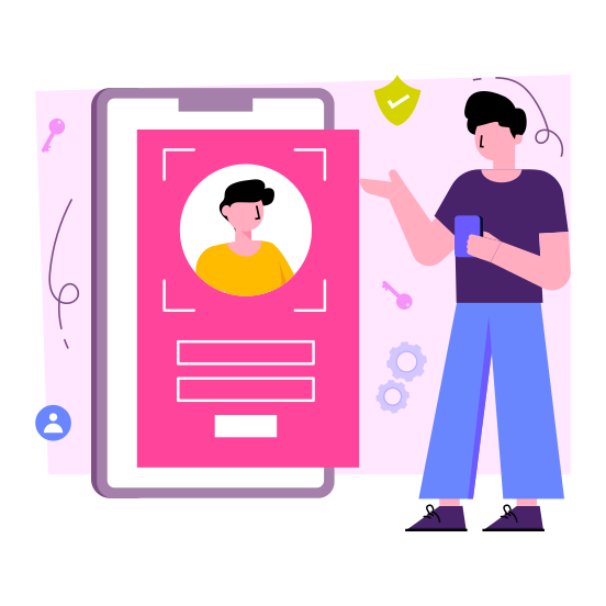 Mobile Face Scanning, Mobile Profile Scanning, Mobile Image Scanning, User Scanning, Phone Profile Scanning , illustration