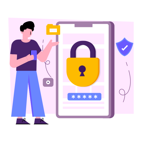 Mobile Security, Mobile Protection, Secure Mobile, Secure Phone, Smartphones Security , illustration