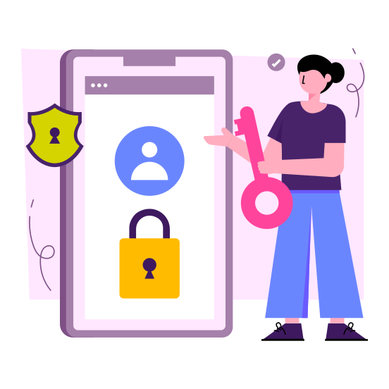 Secure Mobile Profile, Locked Profile, Mobile Account Security, Mobile Profile Security, Mobile Profile Protection, illustration