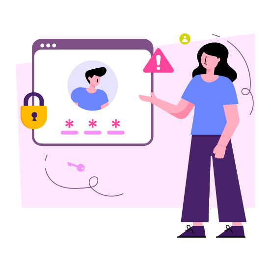 Secure Web Profile, Locked Profile, Web Account Security, Webs User Security, Web Profile Protection, illustration