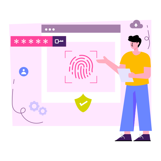 Web Access, Biometric Website, Web Fingerprint Lock, Secure Website, Secure Webpage , illustration
