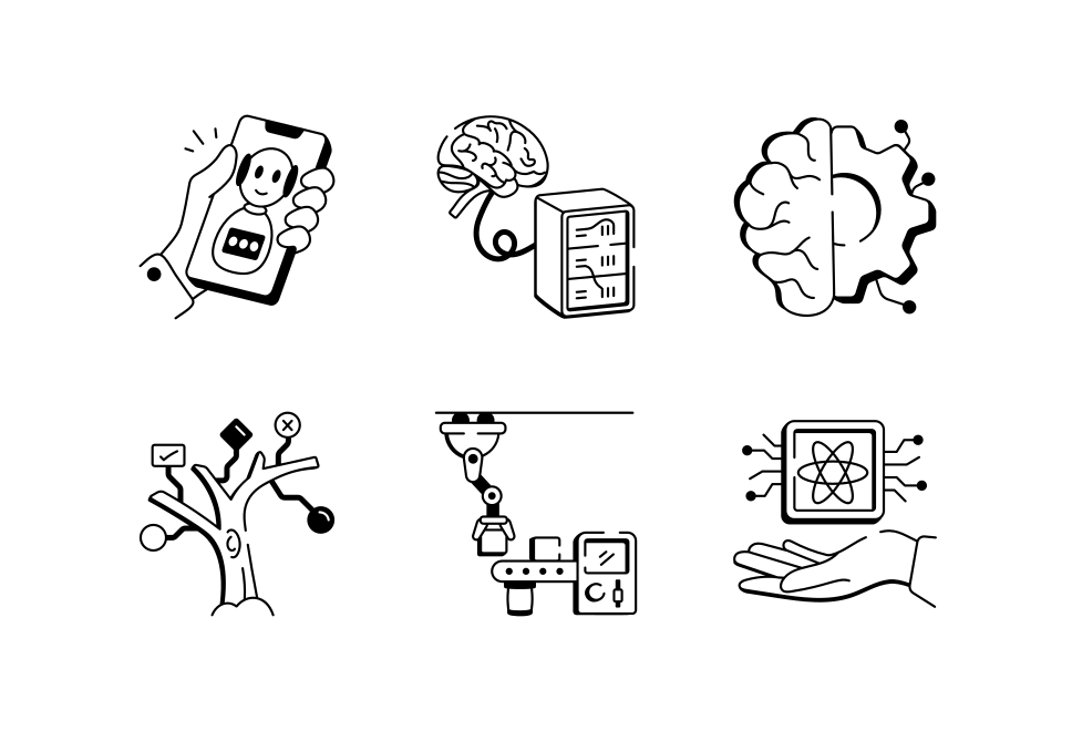 Machine Learning Doodle Icon Set Large Set Preview