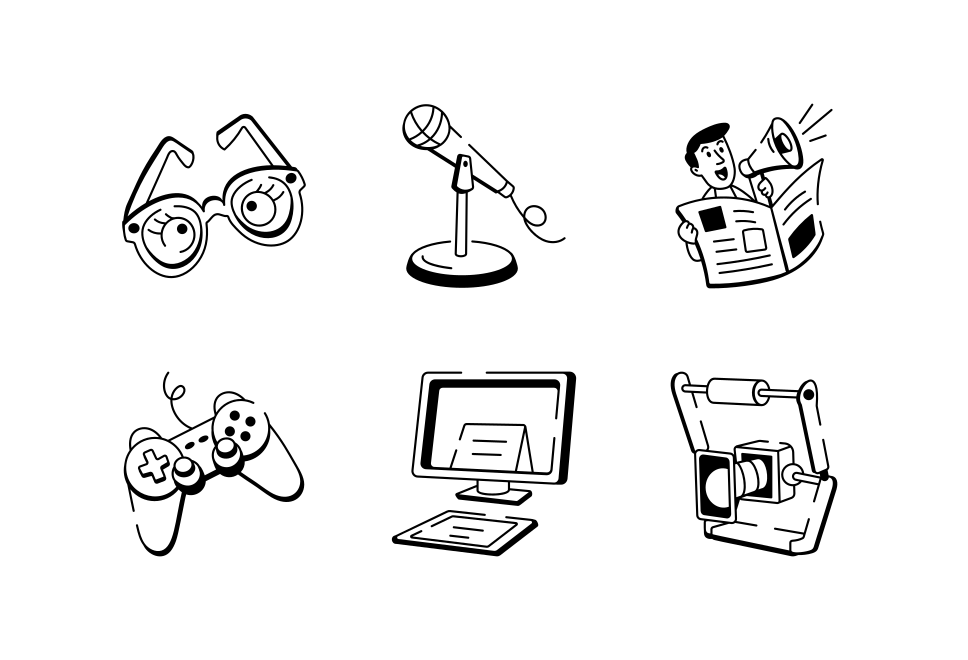 Entertainment Doodle Icon Set Large Set Preview