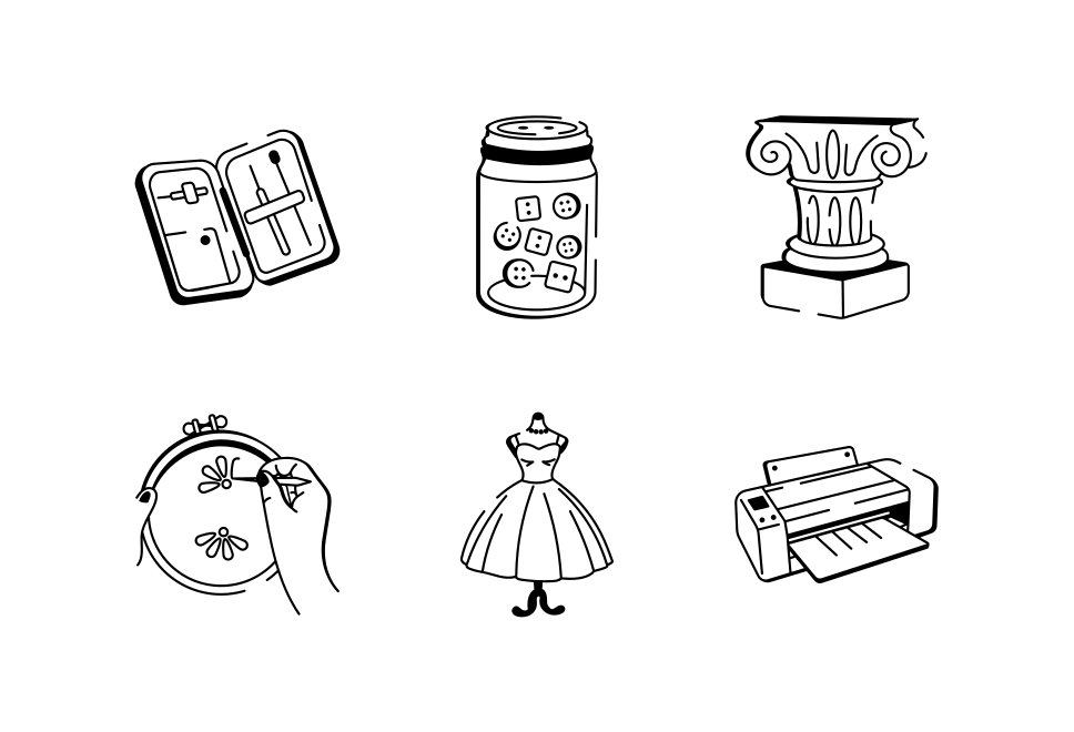 Crafting and DIY Doodle Icon set Large Set Preview
