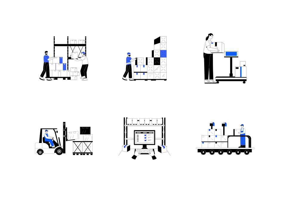 Logistic Shipping Illustration Art Set Large Set Preview