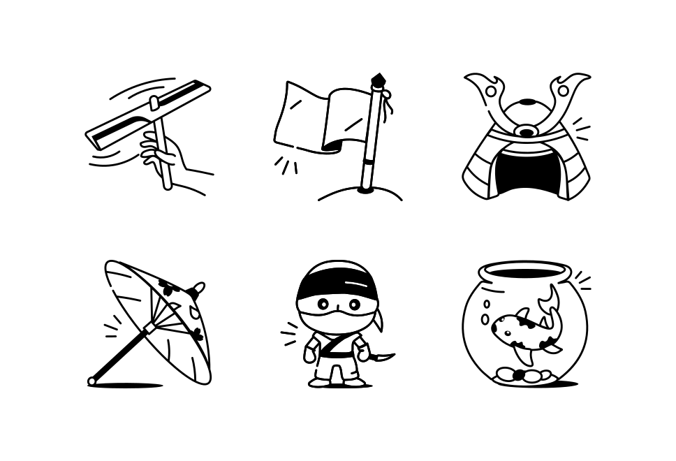 Japanese Drawing Illustration Set Large Set Preview