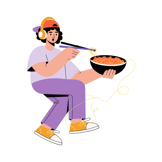 Eating Noodles illustration