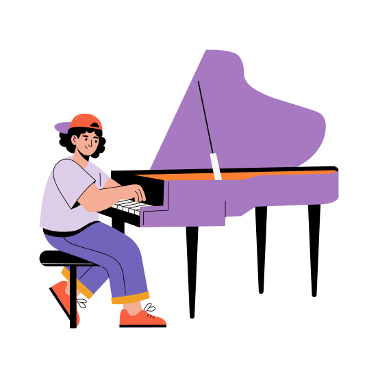 Playing Piano illustration