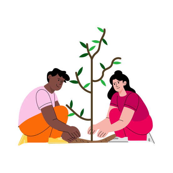 Friends Gardening illustration