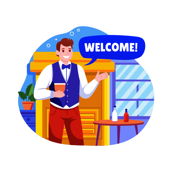 Waiter Welcome illustration