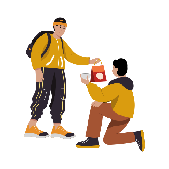 Feeding Beggar illustration