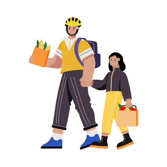 Handing Groceries illustration